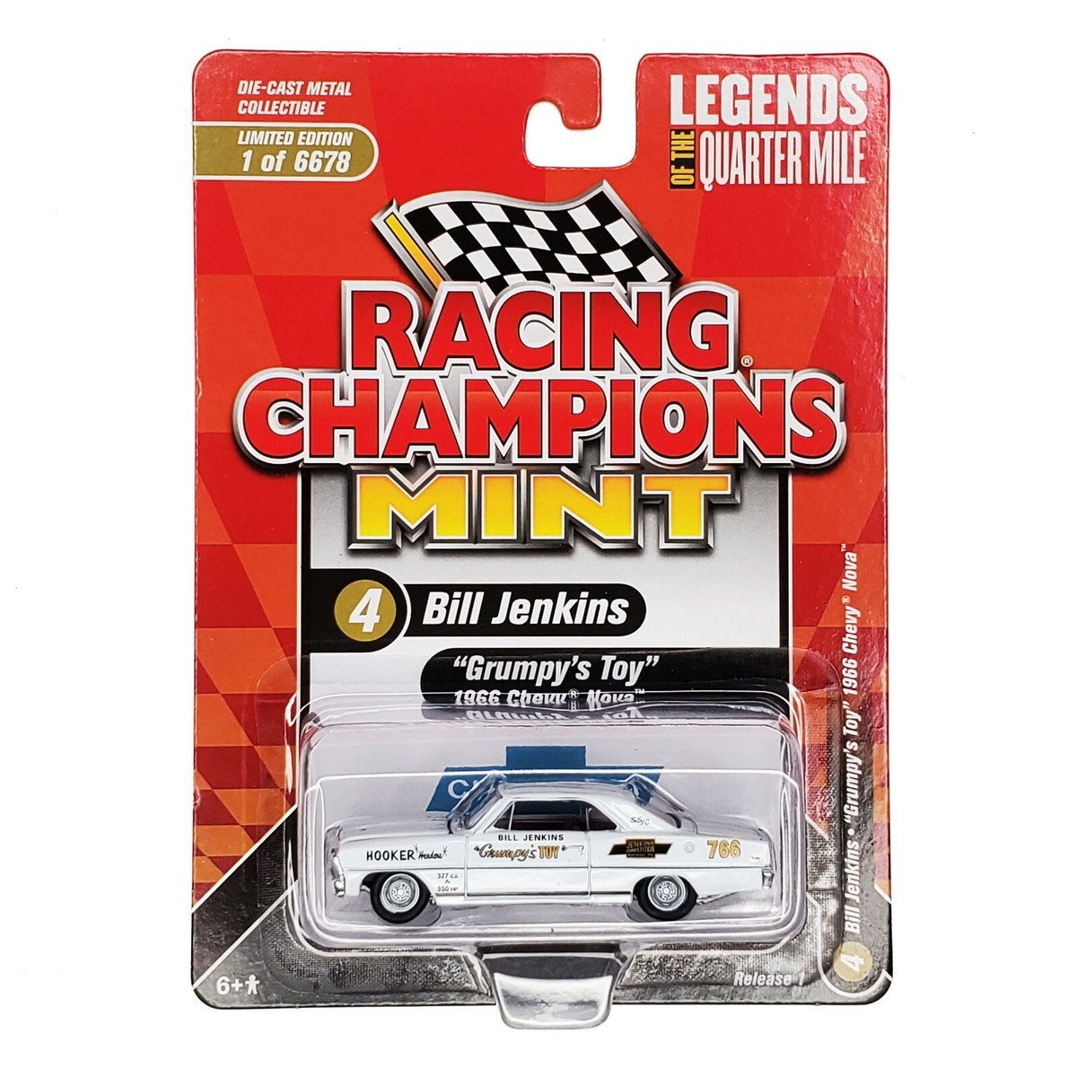 RACING CHAMPIONS Mint 1966 Chevy Nova SS Red Bill Grumpy Jenkins
