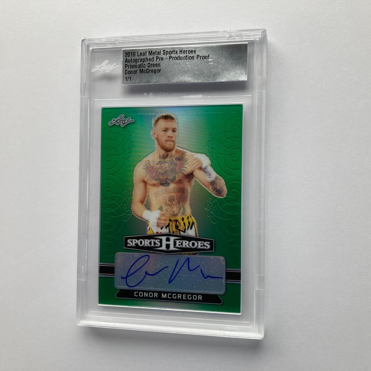 Conor McGregor 2018 Leaf Metal Prismatic Green Autographed