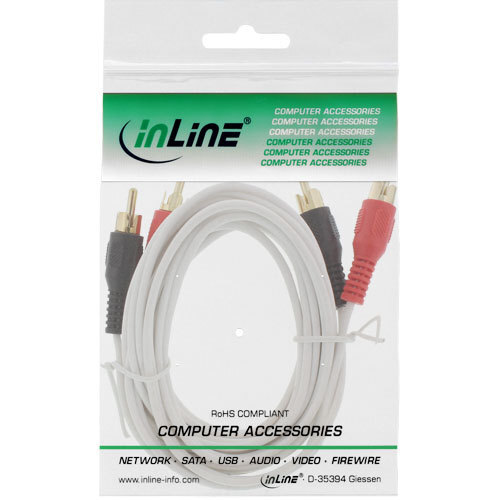 Thumbnail - Inline Cinch Kabel, Audio, 2xstecker/2xstecker, Weiß, 2m