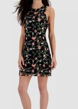Sam Edelman Women's Black Peony Embroidered Mini Sheath Dress Size 10
