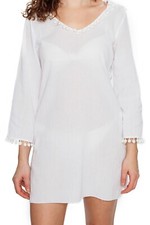 J Ce Women's Long Sleeve 100 Cotton Gauze Hooded Beach Cover Up NWT