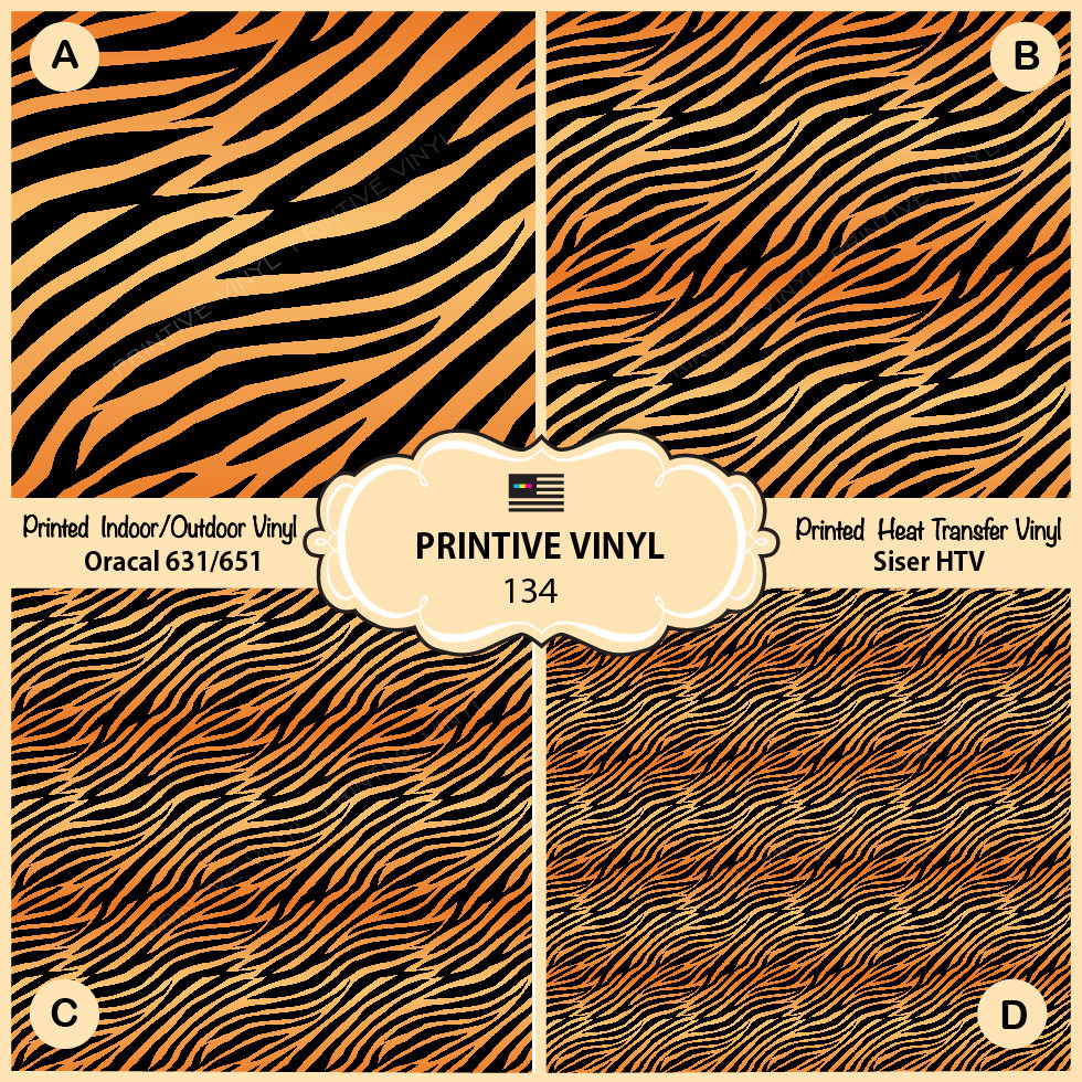 Tiger Stripes Patterned Iron on Vinyl, Printed HTV, Adhesive Vinyl 134