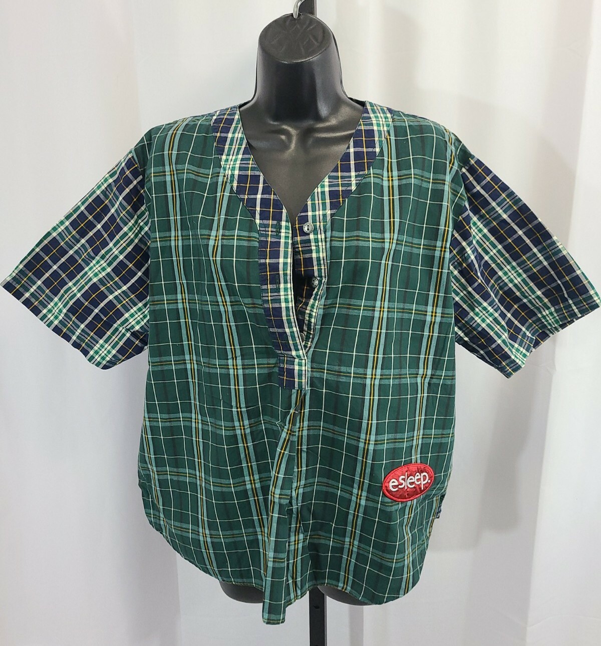 Vtg ESLEEP BOXER 80s 90s boxer pajama baseball style top shirt size M