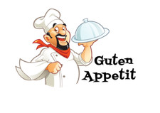 Küchenaufkleber/Wandtattoo Guten Appetit Koch mit  Schriftzug-Personalisierbar