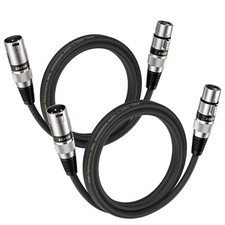 XLR DMX Cable 2ft 2-Pack Balanced 3-Pin Male to Female Microphone Patch Cords
