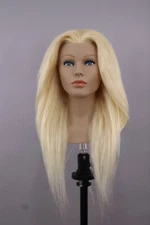 Mannequin head Dalida,60 cm / 24 inches long human hair, platinum blonde