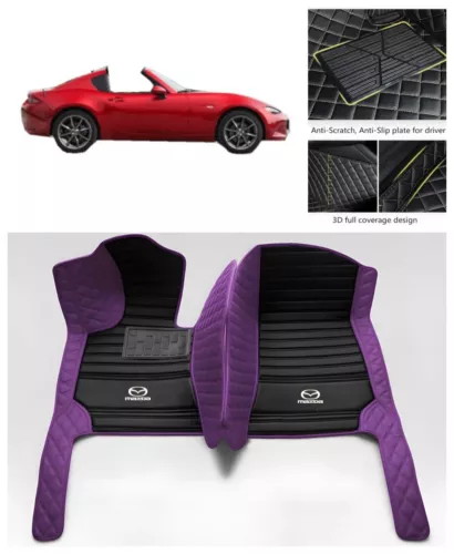 Für Mazda MX5 Miata Auto Fußmatten Leder Maßgefertigt Vordere Reihe Teppiche Kofferraumwanne - Bild 25 von 28