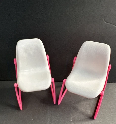 Vintage 1977 Barbie Dream Furniture Dining 2 Chairs Patio Pool House Pink White