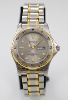 Armitron Durasteel Watch Men Stainless Silver Gold 100m Battery