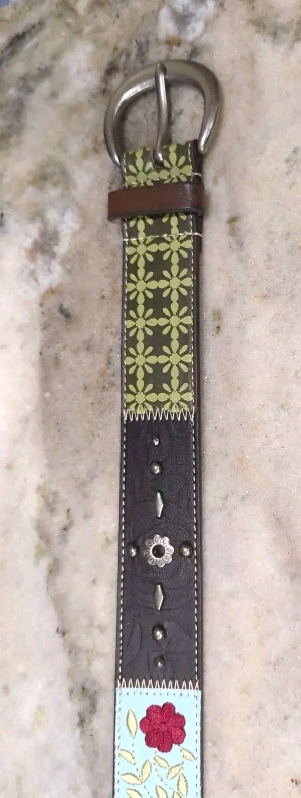 RELIC Embellished Patchwork Multicolored Belt - S… - image 10