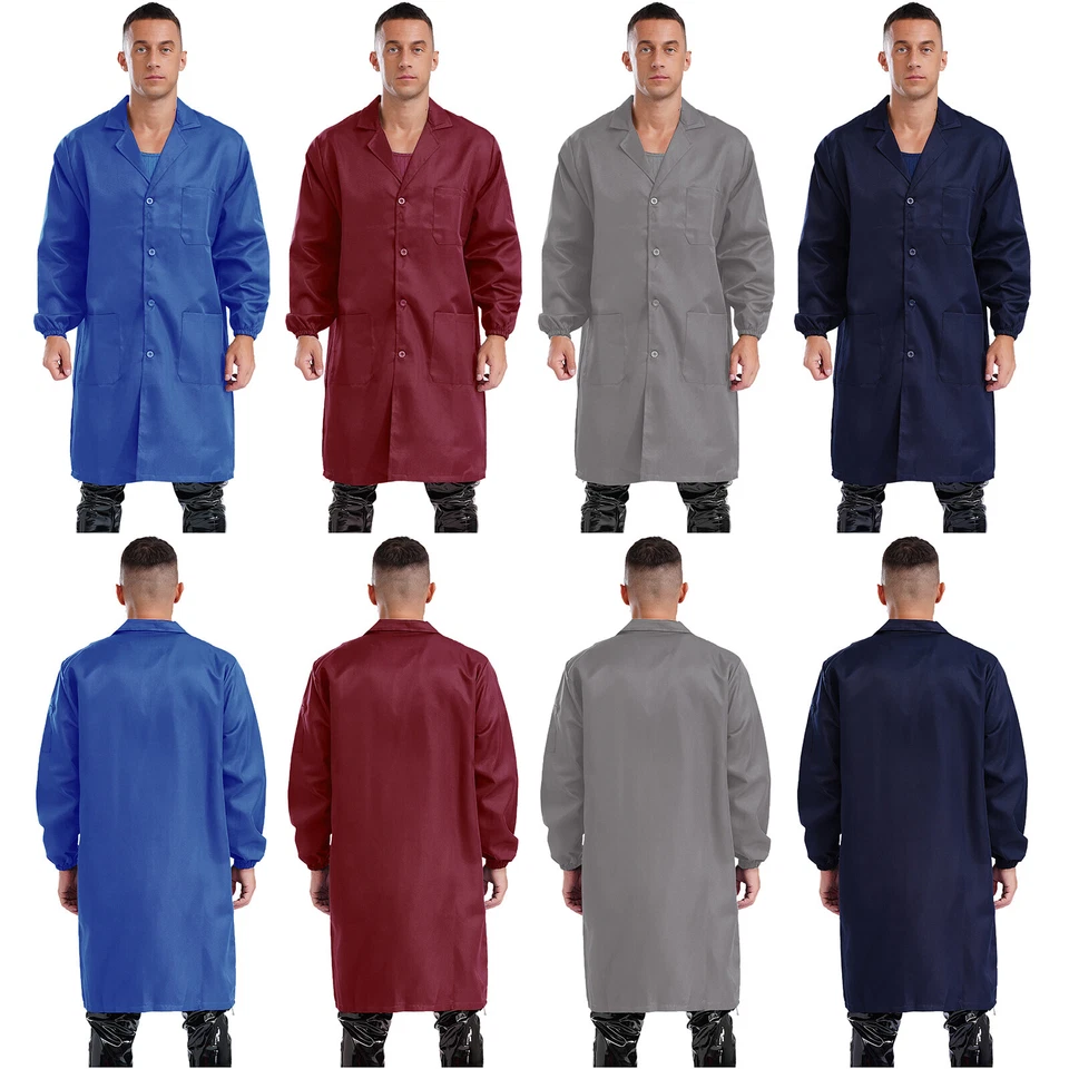 Unisex Work Coat Mechanical Uniform Factory Jacket Pockets Workwear Overall Lab - Image 4 of 4