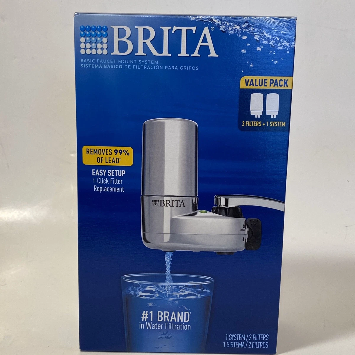 BRITA On Tap FAUCET MOUNT WATER FILTRATION SYSTEM CHROME 2-FILTERS (FAST  SHIP!!)