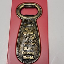 Vintage Mickey Mouse Walt Disney World Bottle Opener Century Canada Brass + Case
