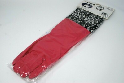 New Two Lumps of Sugar Wally Washers Latex Gloves Pink Black Damask Cuff OneSize