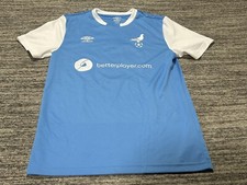 Umbro NYC Footy Soccer Jersey Adult Small Blue White Short Sleeve Polyester Mens