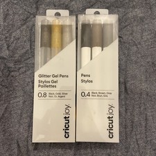  New Cricut JOY 0.8 GLITTER GEL PENS Black Gold Silver  0.4 Pens 2 Pack