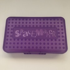 SpaceMaker Pencil Box Translucent Purple Top Clear Bottom Storage Container 90s