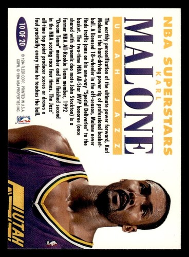 1993-94 Fleer NBA Superstars Karl Malone #10 Utah Jazz - Picture 2 of 2
