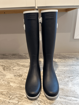 Hunter Refined Slim Fit Contrast Tall Wellies Rain Boots Navy 