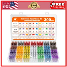 300Pcs Car Auto Fuses Assortment Kit Mini Standard Micro with Puller 2A–40A