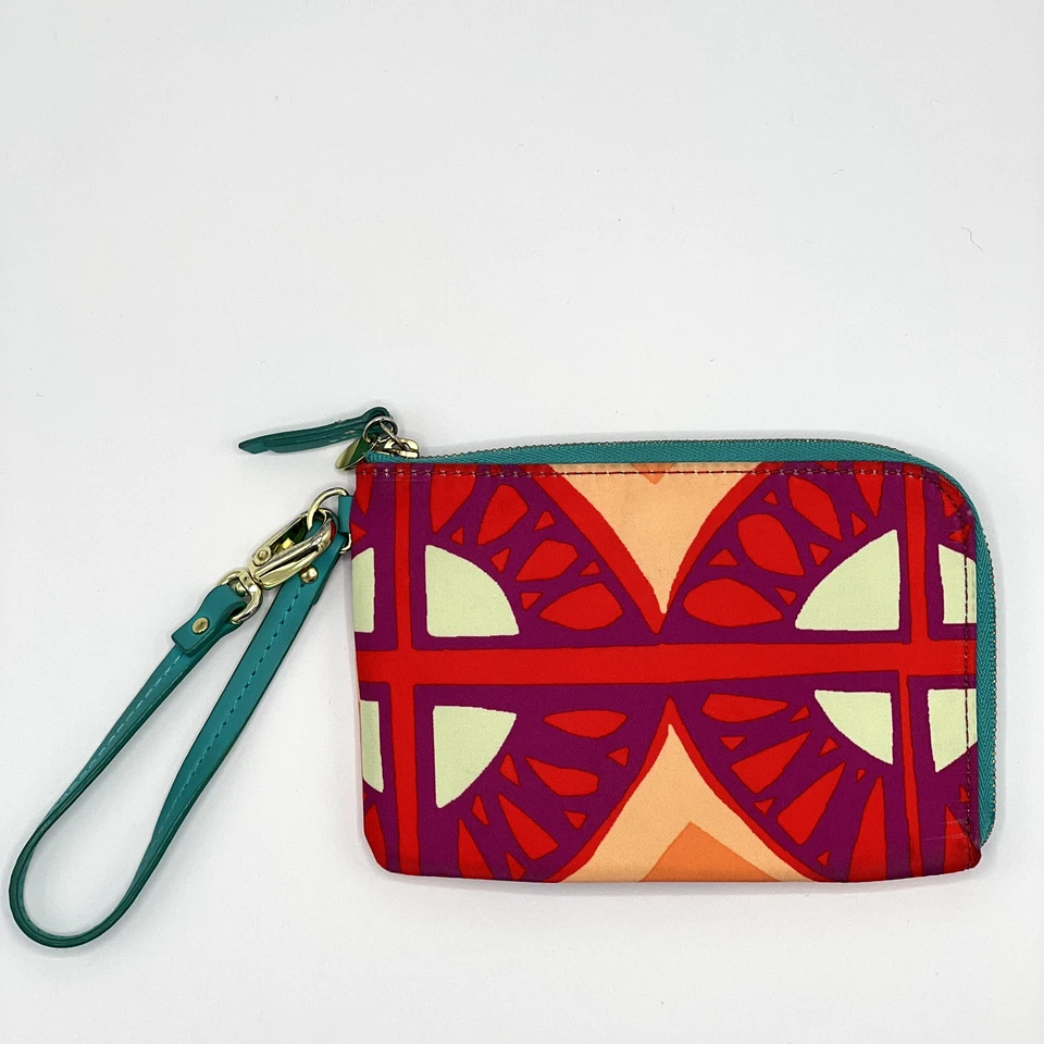 Fossil Key-Per Zip Around Wristlet Raspberry Print Pink/Orange/Turquoise SL4522 - Image 3 of 4