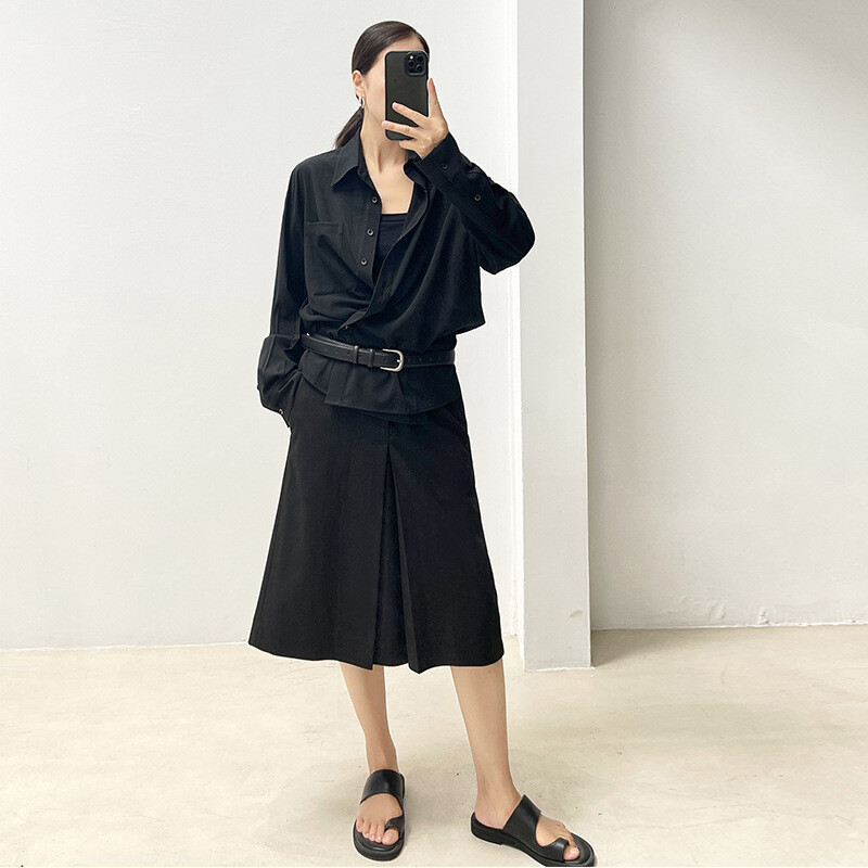 FILA Top camicia donna THE ROW double face plissettato giacca skinny scollo a V sciolto