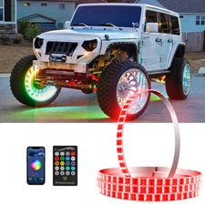 1 Set 15'' Car RGB Wheel Ring Lights LED Light Bluetooth For Jeep Grand Cherokee