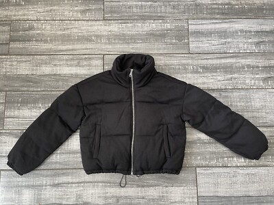 Bagatelle NYC black cropped puffer coats warm quilted size medium