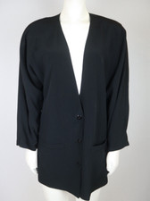 LIZ CLAIBORNE - WOMEN'S VINTAGE BLACK OVERSIZED BLAZER JACKET - SIZE 8