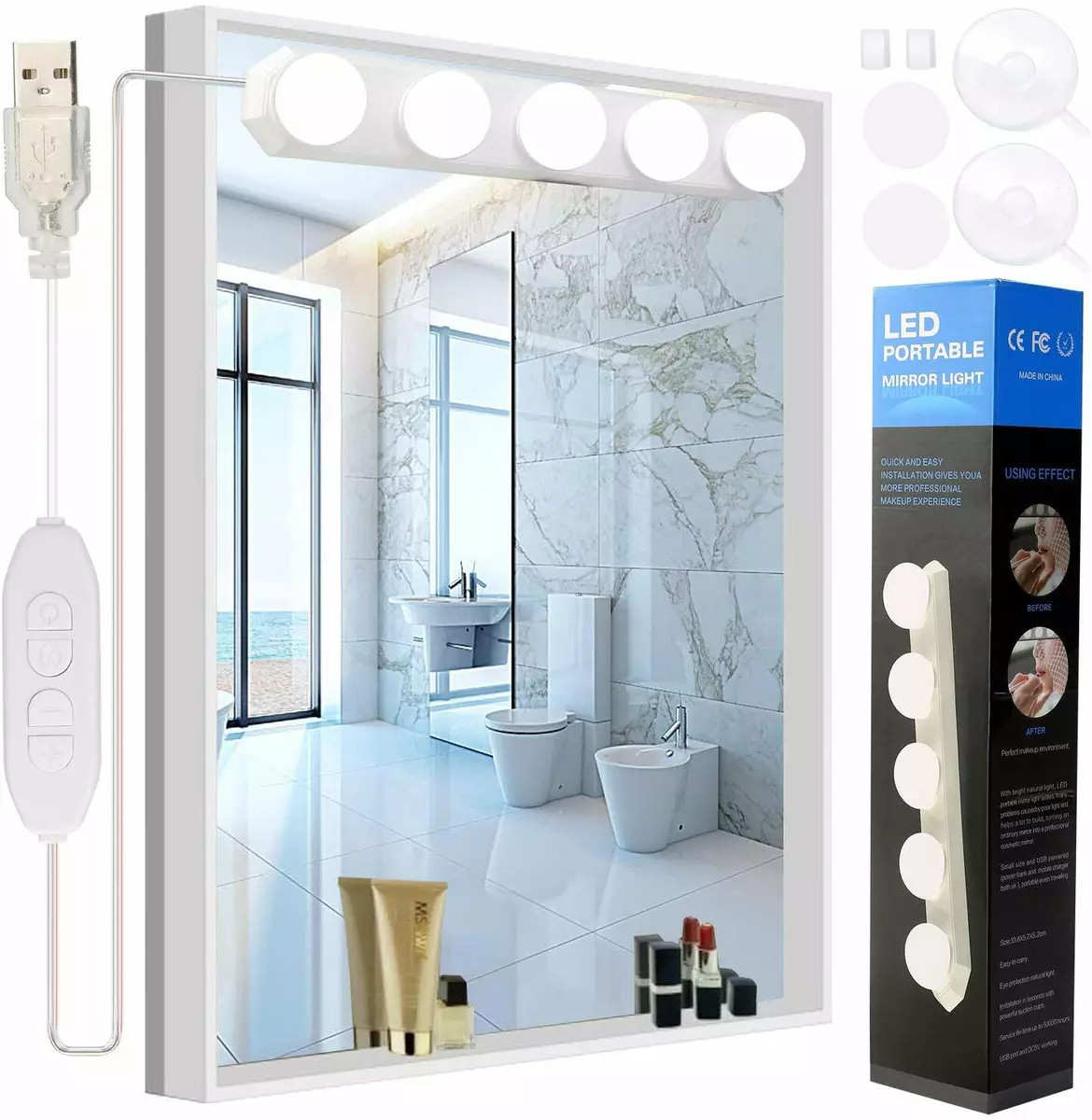 Portable led vanity mirror lights deals