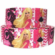 GROSGRAIN RIBBON 5/8", 7/8" , 1.5", 3" Barbie Princess Cartoon BULK PRINTED