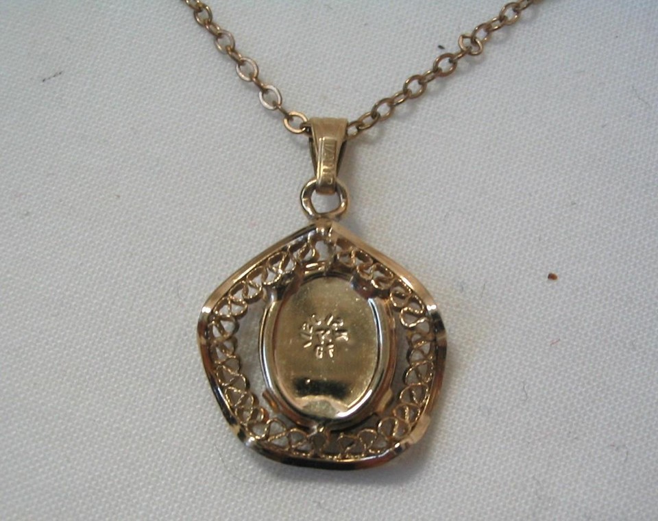 VINTAGE TRU KAY 12K GOLD FILLED & ONYX PENDANT NECKLACE 16" eBay