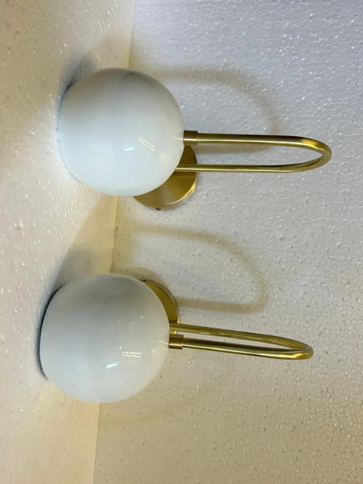 Par de apliques de pared de latón de 1 brazo Mid Century luz moderna regalo de Navidad Foto 4 de 4