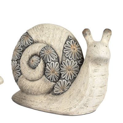 Dekofigur Schnecke BLUMENDEKOR L. 37cm creme grau Formano Garten S25