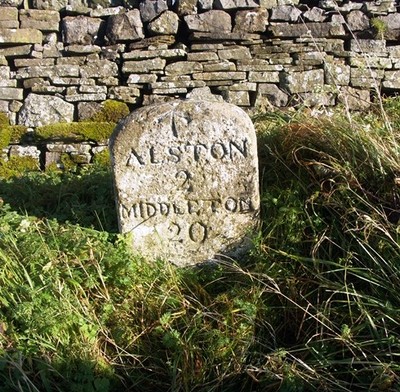 Photo 6x4 Old Milestone by the B6277, Alston Moor Leadgate/NY7043 Carved c2009