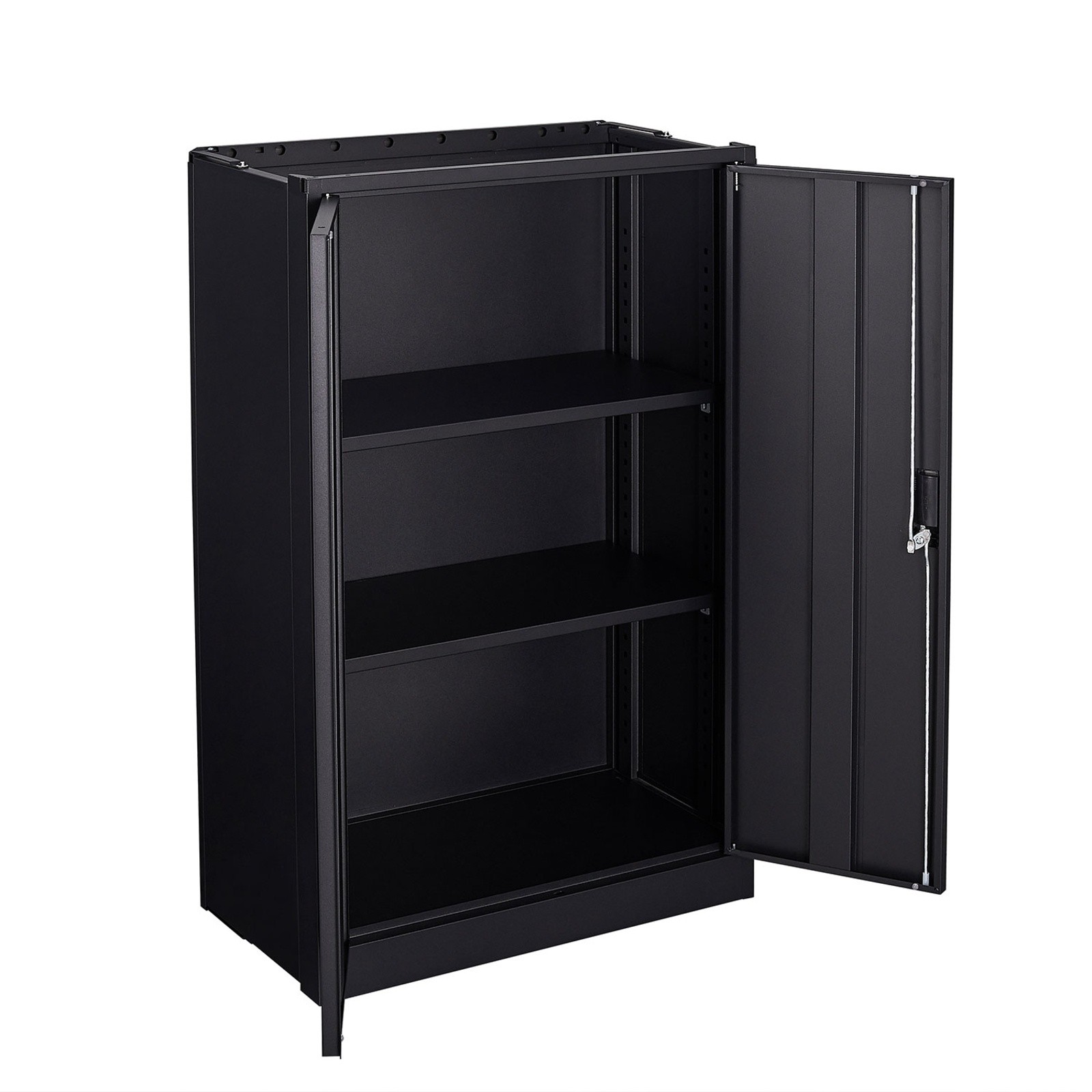 Metal Storage Cabinet with Locking Doors, Adjustable Shelf, Folding Filing Fits