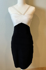 Tadashi Prom Cocktail Dress Sz 4 Black Ivory Bodycon Formal Wedding Guest Y2K