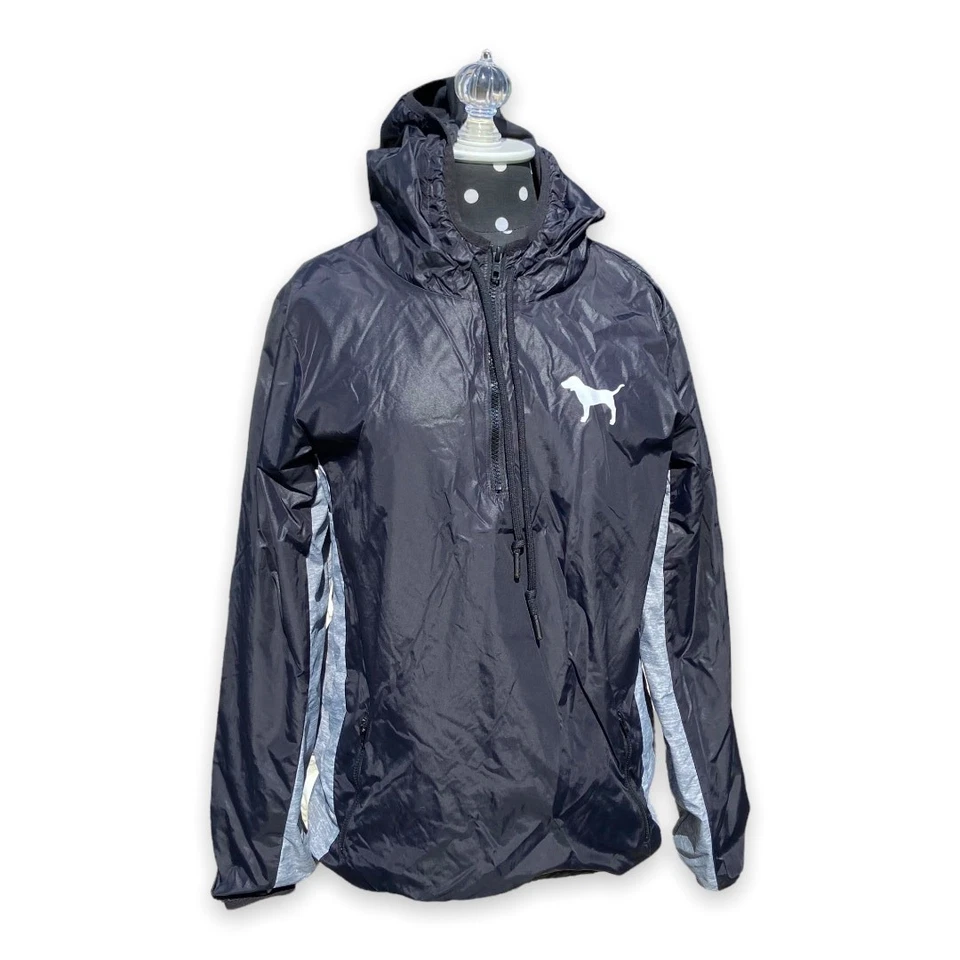 РОЗОВЫЙ Victoria's Secret женщин ветровка черный серый четверть молнии пуловер XS S - Изображение 2 из 4