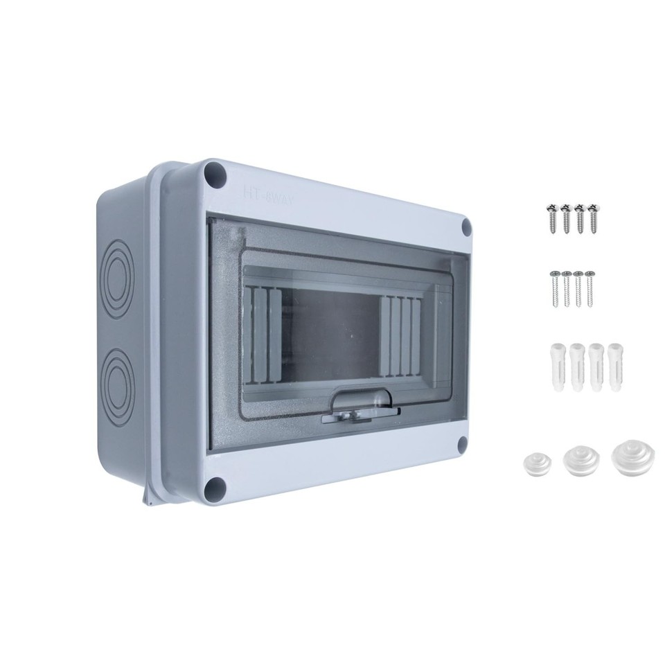 8 Way Circuit Breaker Box - IP65 Waterproof Electrical Enclosure, Din ...