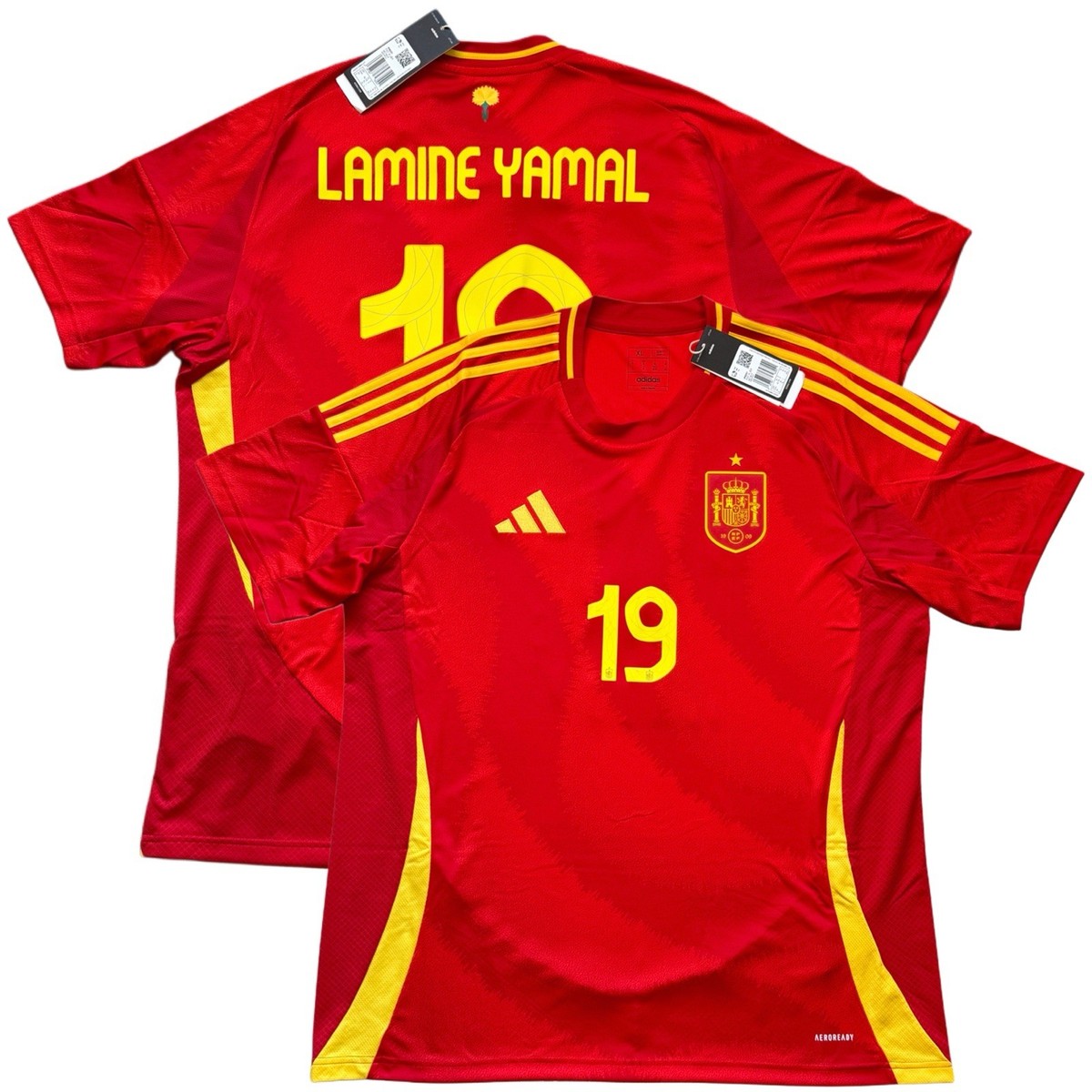 2024/25 Spain Home Jersey #19 Lamine Yamal XL adidas Soccer Euro