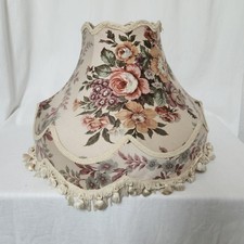 Vintage Floral Chintz Bell Lampshade Extra Large Scalloped edge Fringe Tassels