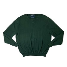 Vintage Polo Ralph Lauren Sweater Mens XL Forest Green Cotton Soft Knit Cotton