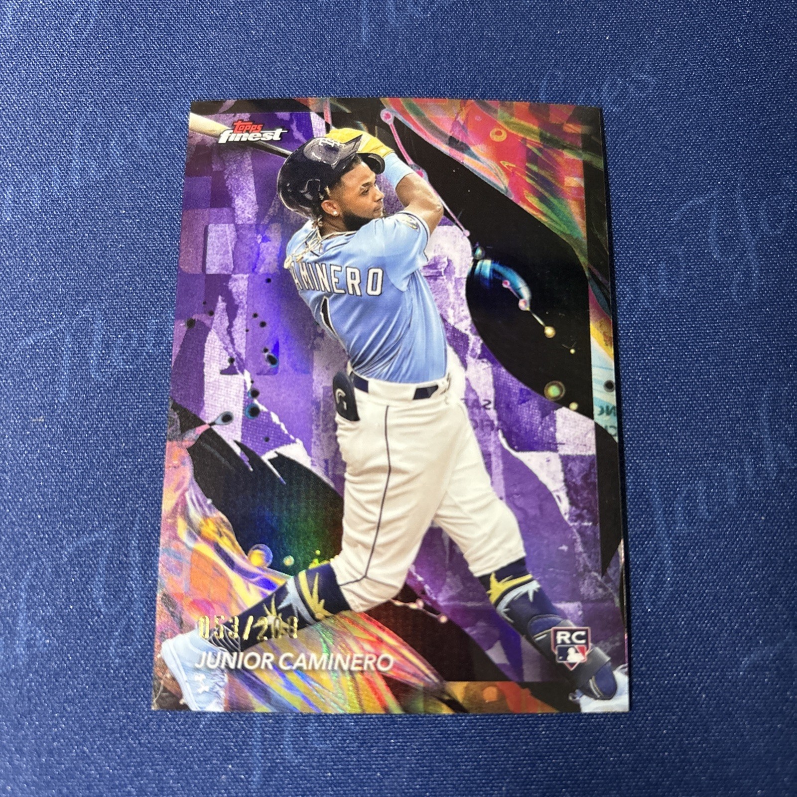 2024 Topps Finest - Uncommon Junior Caminero #198 Purple Refractor /200 (RC)