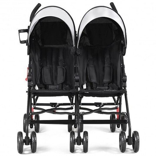 Foldable Twin Baby Double Stroller Ultralight Umbrella Kids Stroller-Black - Col - Picture 2 of 5