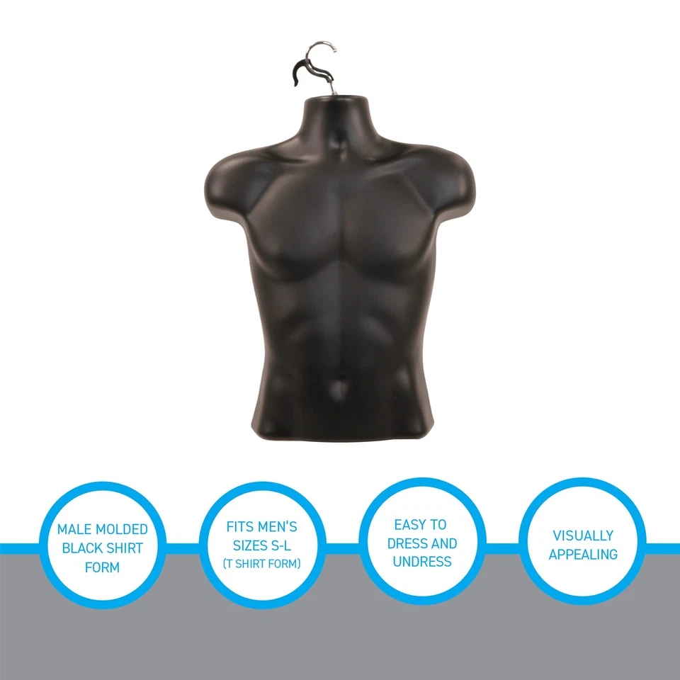 SSWBasics Male Molded Black Shirt Form - Fits Men's Sizes S-L (T Shirt Form) - Image 2 of 2