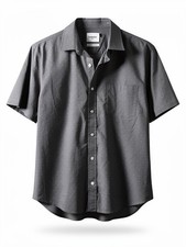 Goodfellow  Co Men  s Short Sleeve Button Down Shirt Gray Medium NWT