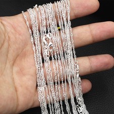 Venta al por mayor lotes 5 piezas collar de cadena de onda de agua enchapado en plata 925 16"-28"