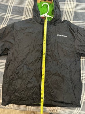 Burger King Employee Nylon Jacket Men Medium Black Fleece Lined