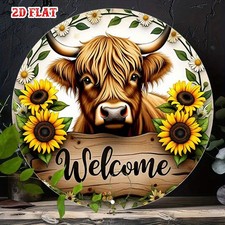 Welcome Made of Aluminum Featuring a Round Tin Metal Signs Home D cor 8x8