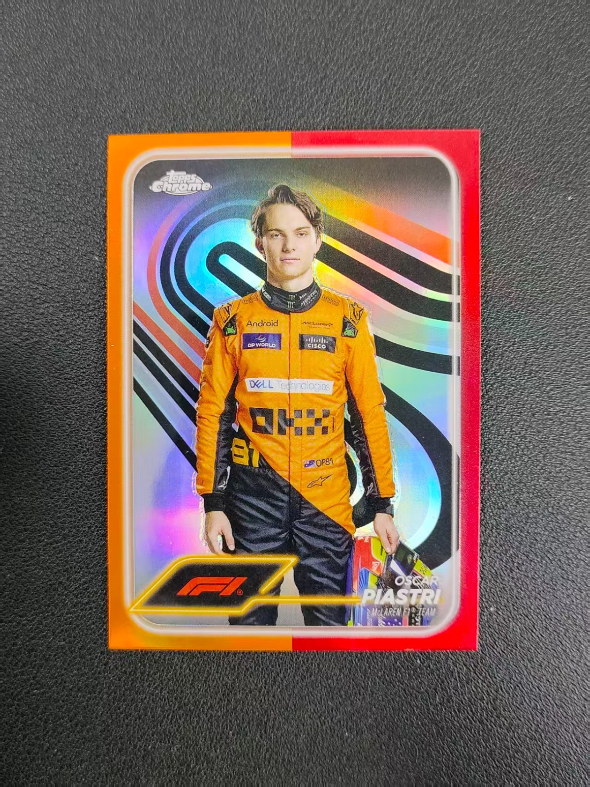2024 Topps Chrome Formula 1 F1 Oscar Piastri Orange and Red Refractor #8 CXY